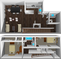 This image is the visual 3D representation of Plan C in Cinnamon Creek Apartments.
