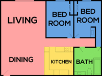 This image is the visual schematic representation of Plan A in Cinnamon Creek Apartments.