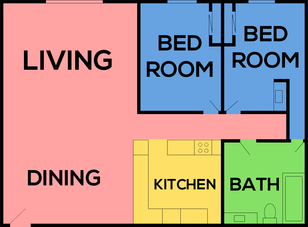 This image is the visual schematic representation of 'Plan B' in Cinnamon Creek Apartments.